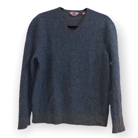 Hudson North man wool blend blue and grey v-neck long sleeves sweater size Small - Picture 1 of 11